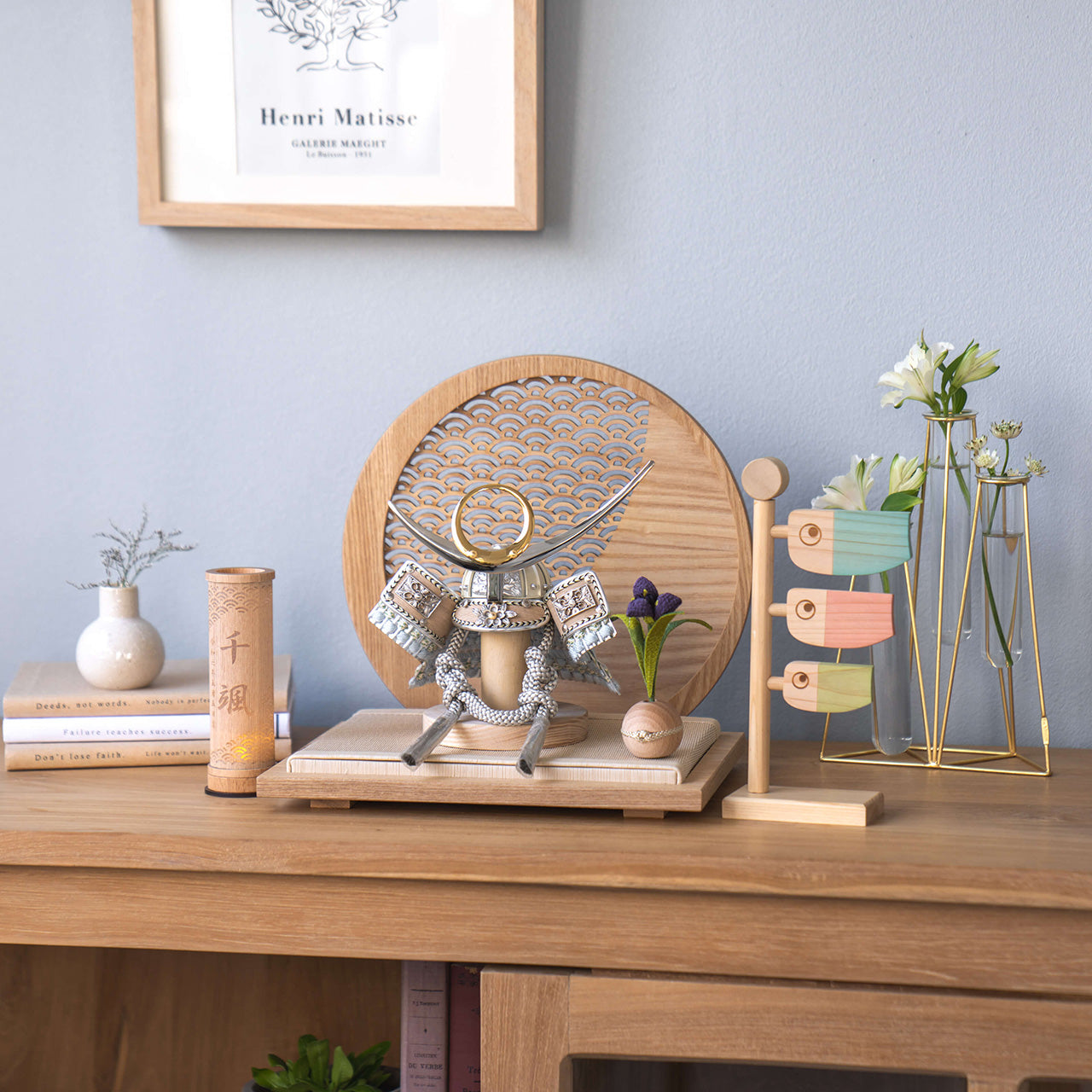 ことのオリジナル兜　上杉謙信　青海波　円形N衝立