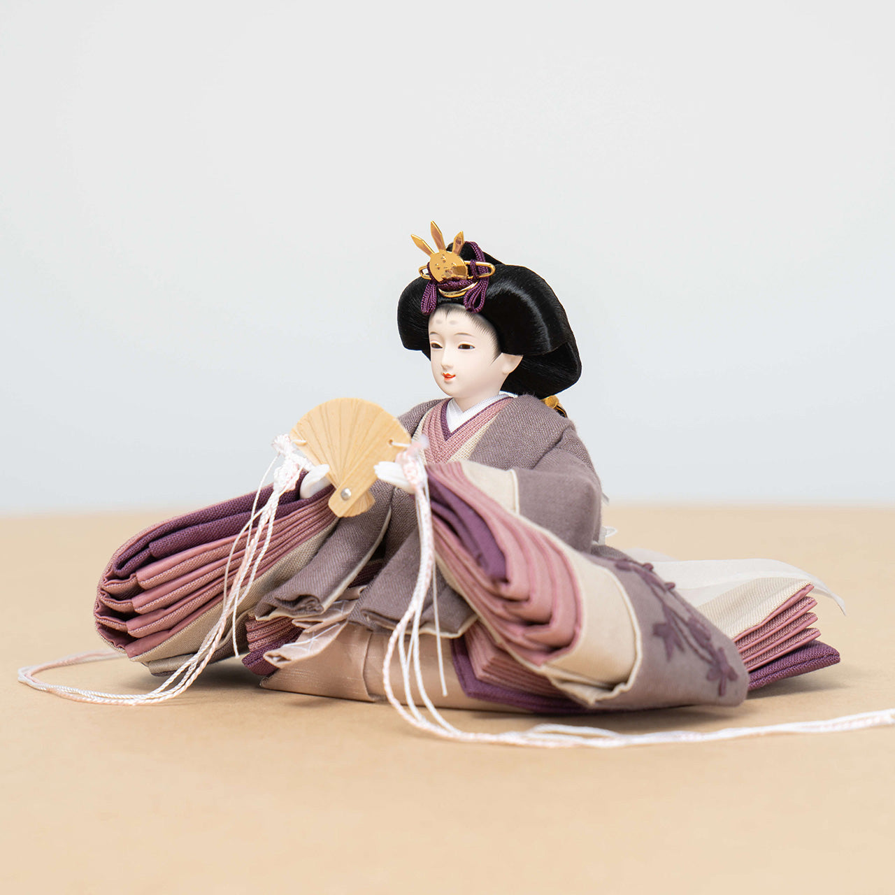 ことのひな人形　かれん　麻の葉N平台　ピンク和紙　立花B付